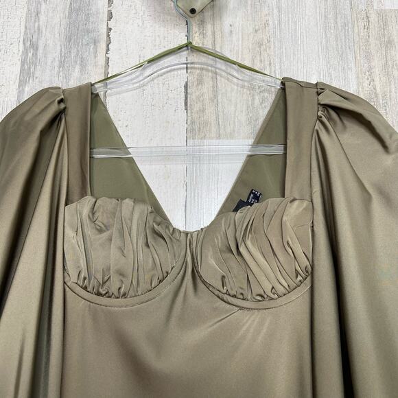 Jagger & Stone The Liv Dress Olive Green Satin Bustier Mini Boho Party Size 4 - Picture 3 of 15